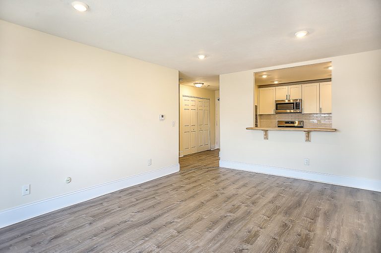 Photograph of apartment living room at Wollaston Landing